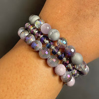 Purple Crystal and Druzy Bracelet Set