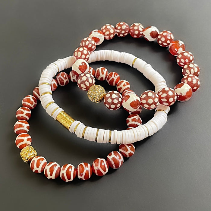Red and White Tibetan Bracelet Set