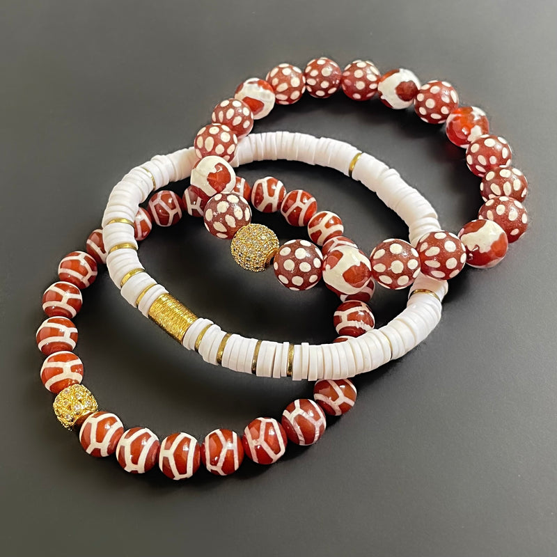 Red and White Tibetan Bracelet Set