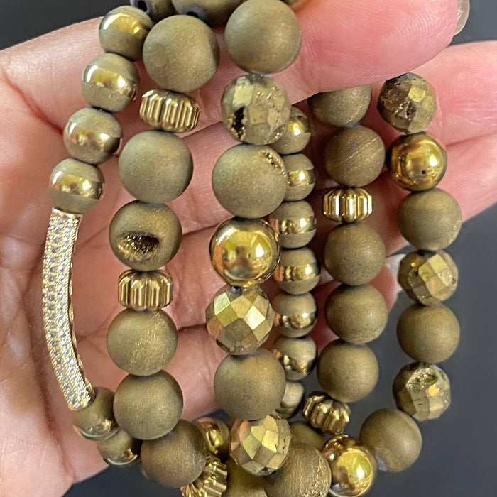 Gold Rush Druzy Bracelet Set