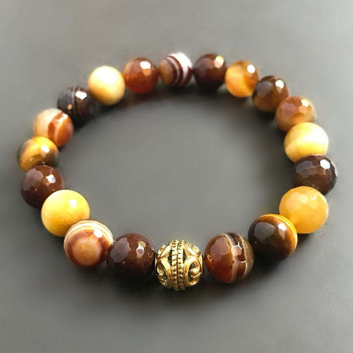 Men/Unisex Honey Brown Agate Bracelet