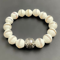 White Striped Tibetan Agate Bracelet