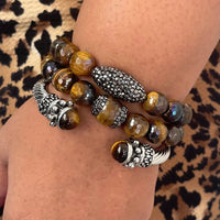 Tiger’s Eye Rhinestone Bracelet Set