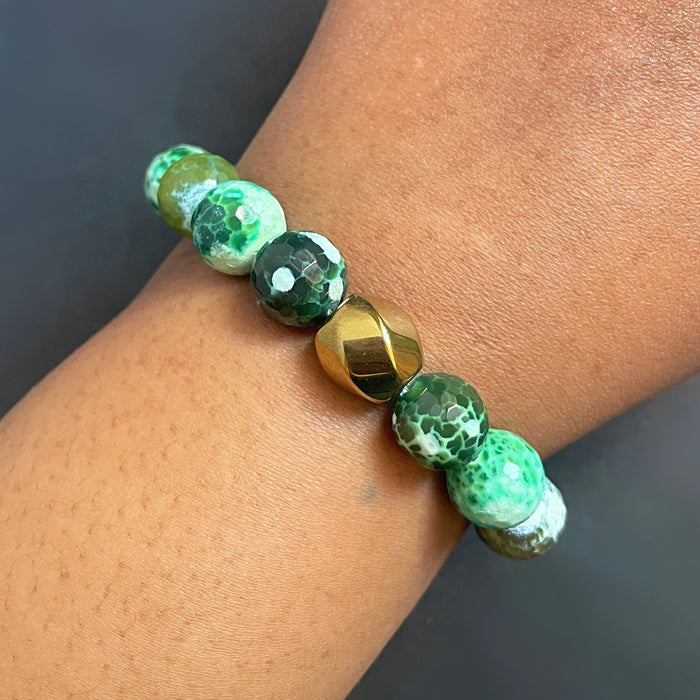 Green Fire Agate Bracelet
