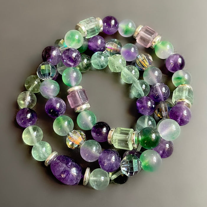 Rainbow Fluorite Bracelet Set