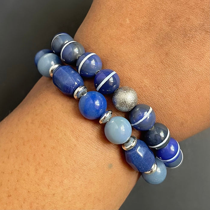 Pinstripe Denim Bracelet Set