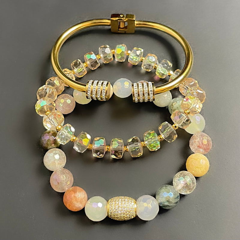 Rutilated Quartz Bangle Set