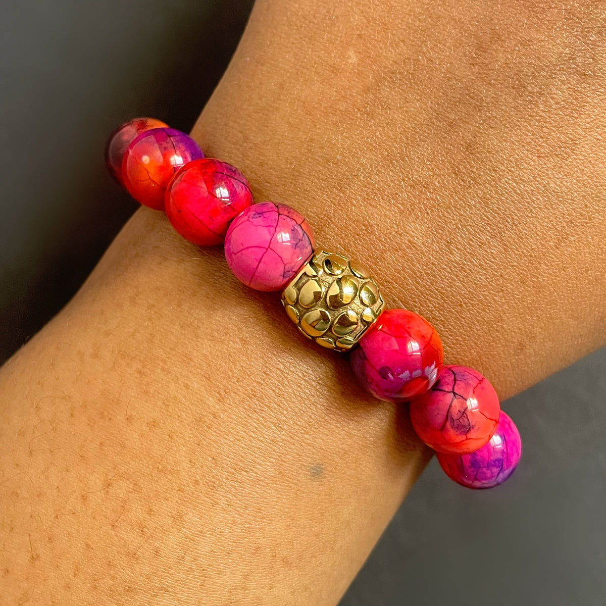 Orange and Pink Agate Bracelet