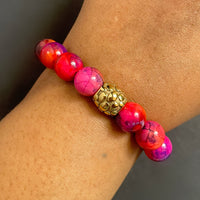 Orange and Pink Agate Bracelet