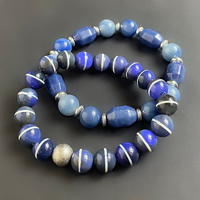 Pinstripe Denim Bracelet Set