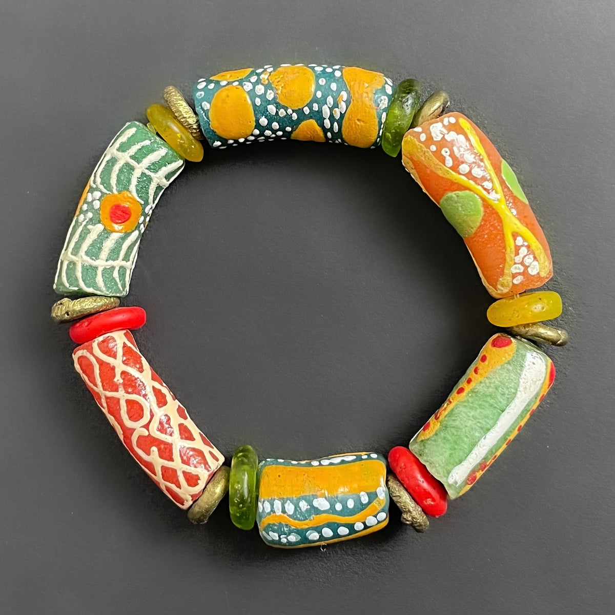 African Krobo Bracelet- Red, Yellow and Green
