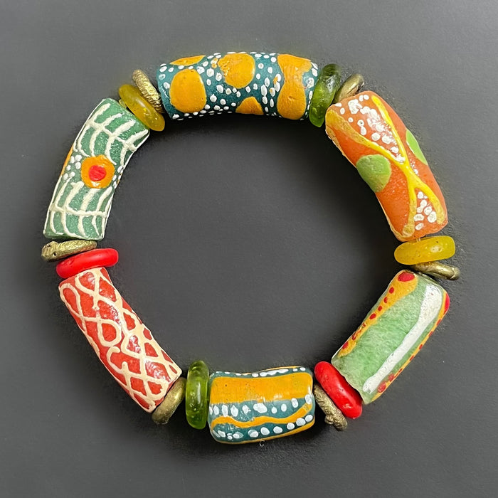 African Krobo Bracelet- Red, Yellow and Green