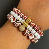 Red and White Tibetan Bracelet Set