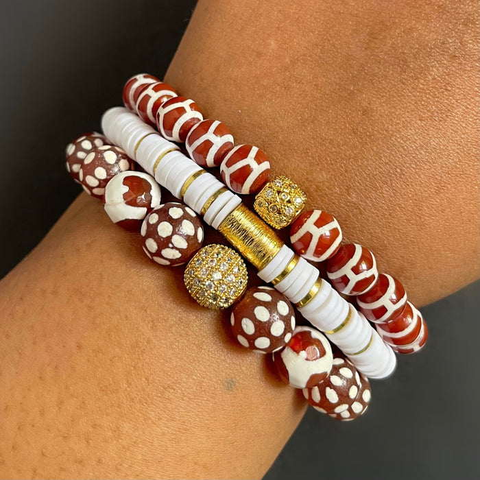 Red and White Tibetan Bracelet Set