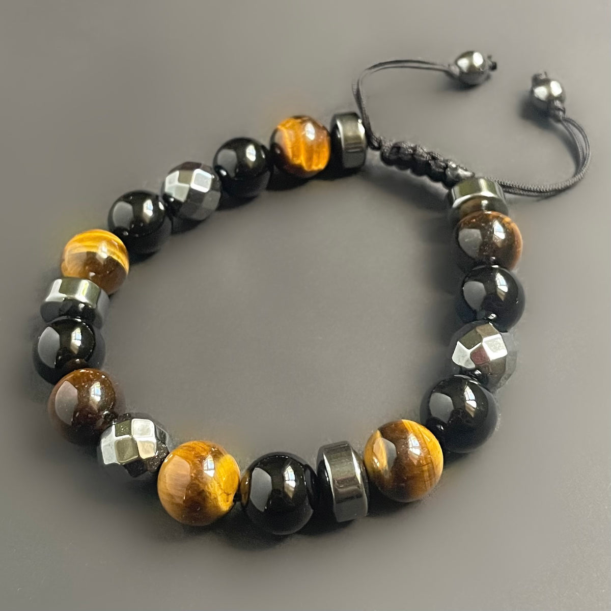 Men/Unisex Haematite and Tiger’s Eye Bracelet