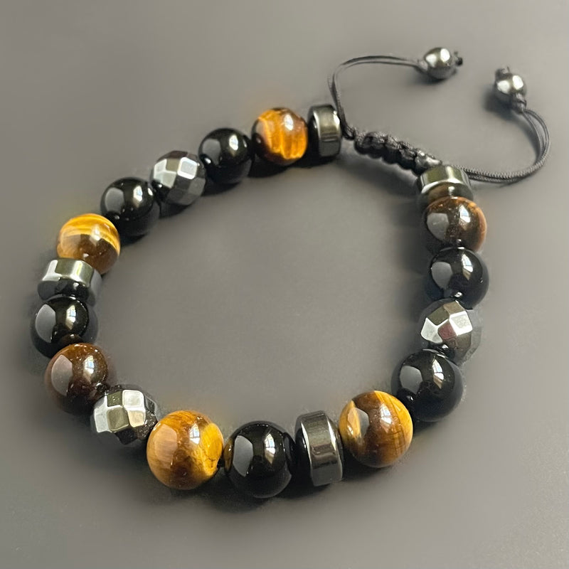 Men/Unisex Haematite and Tiger’s Eye Bracelet