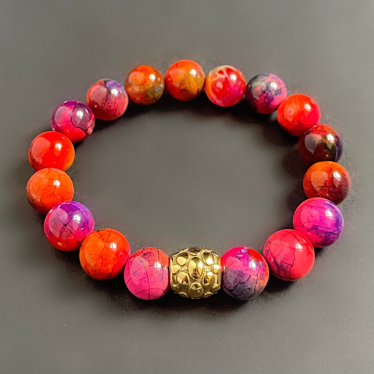 Orange and Pink Agate Bracelet