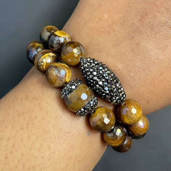 Tiger’s Eye Rhinestone Bracelet Set
