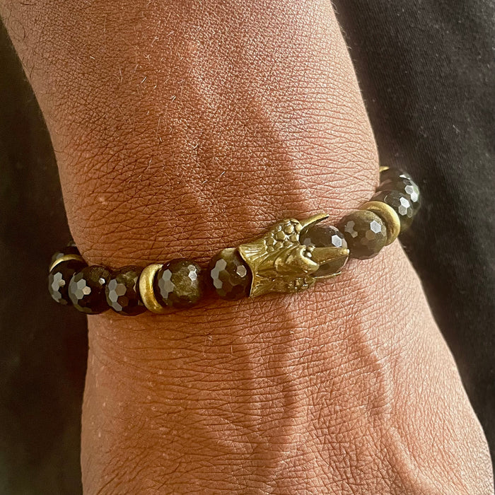 Men/Unisex Golden Obsidian Claw Bracelet