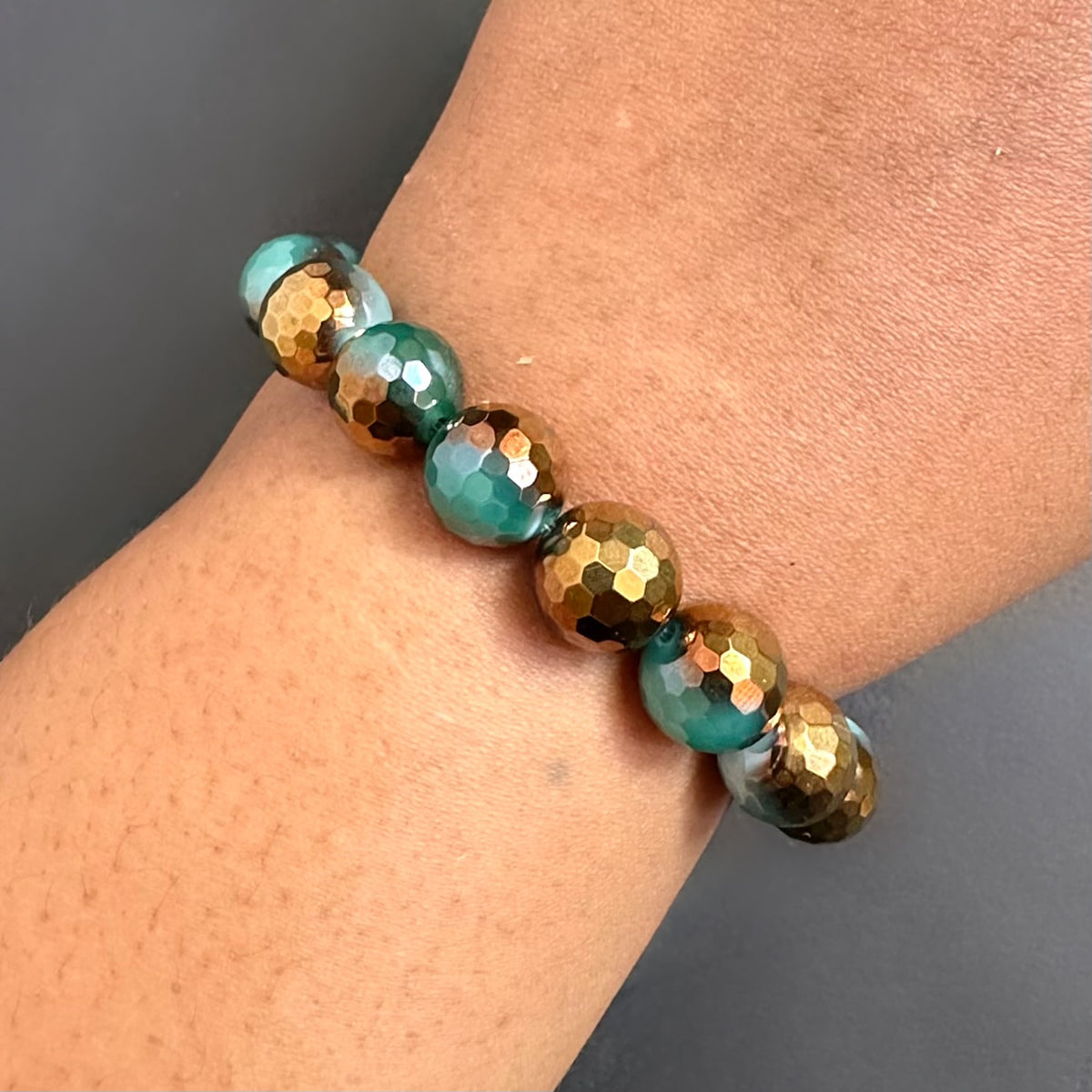 Green And Gold Electroplated Bracelet