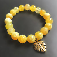 Yellow Monstera Charm Bracelet