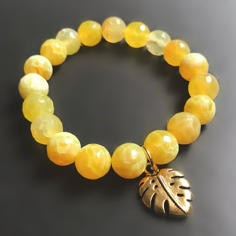 Yellow Monstera Charm Bracelet