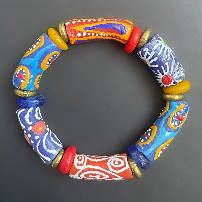 African Krobo bracelet- red and blue