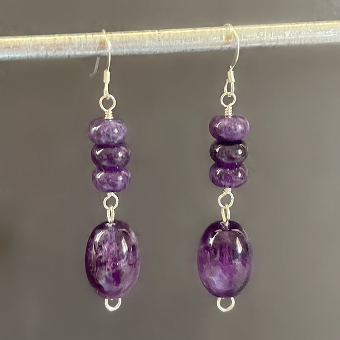 Purple Duo Drop Earrings