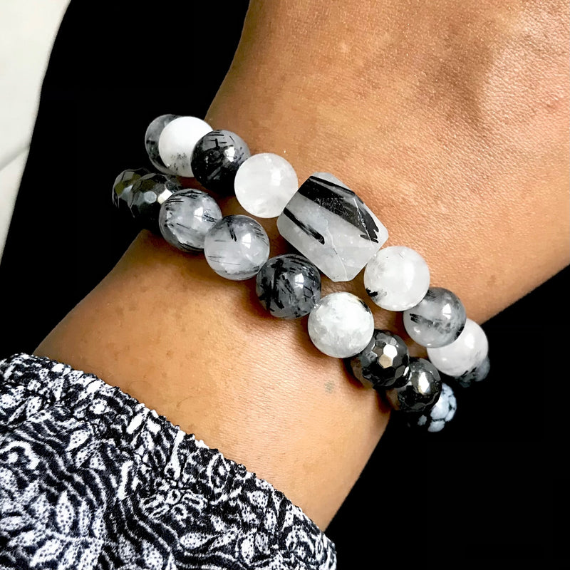 Tourmalinated Quartz Bracelet Set
