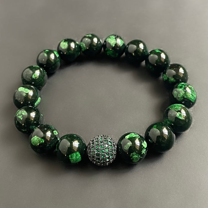 Black and Green Jade Pavé Bracelet