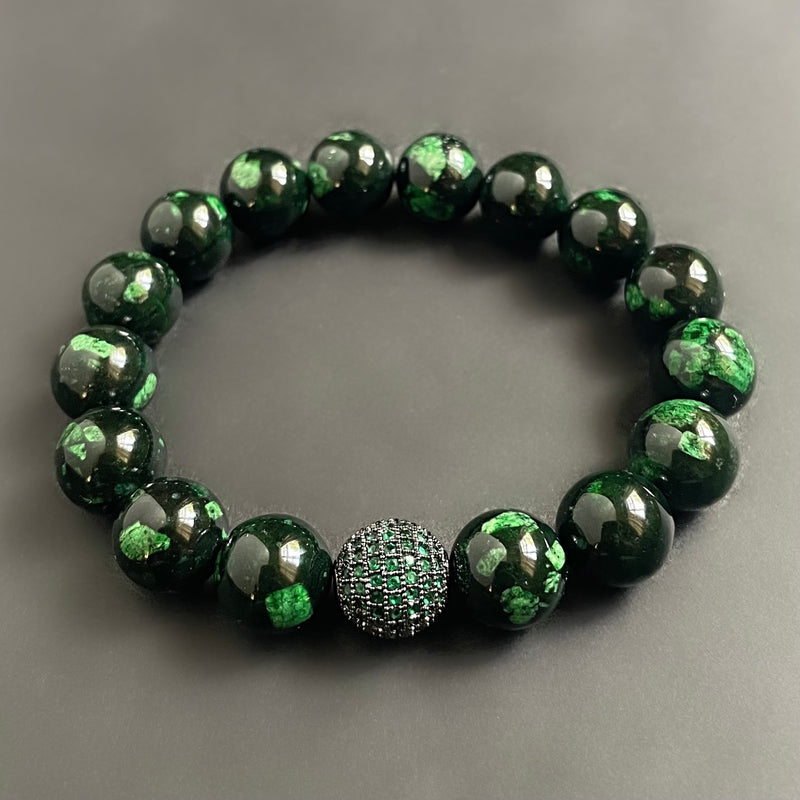 Black and Green Jade Pavé Bracelet