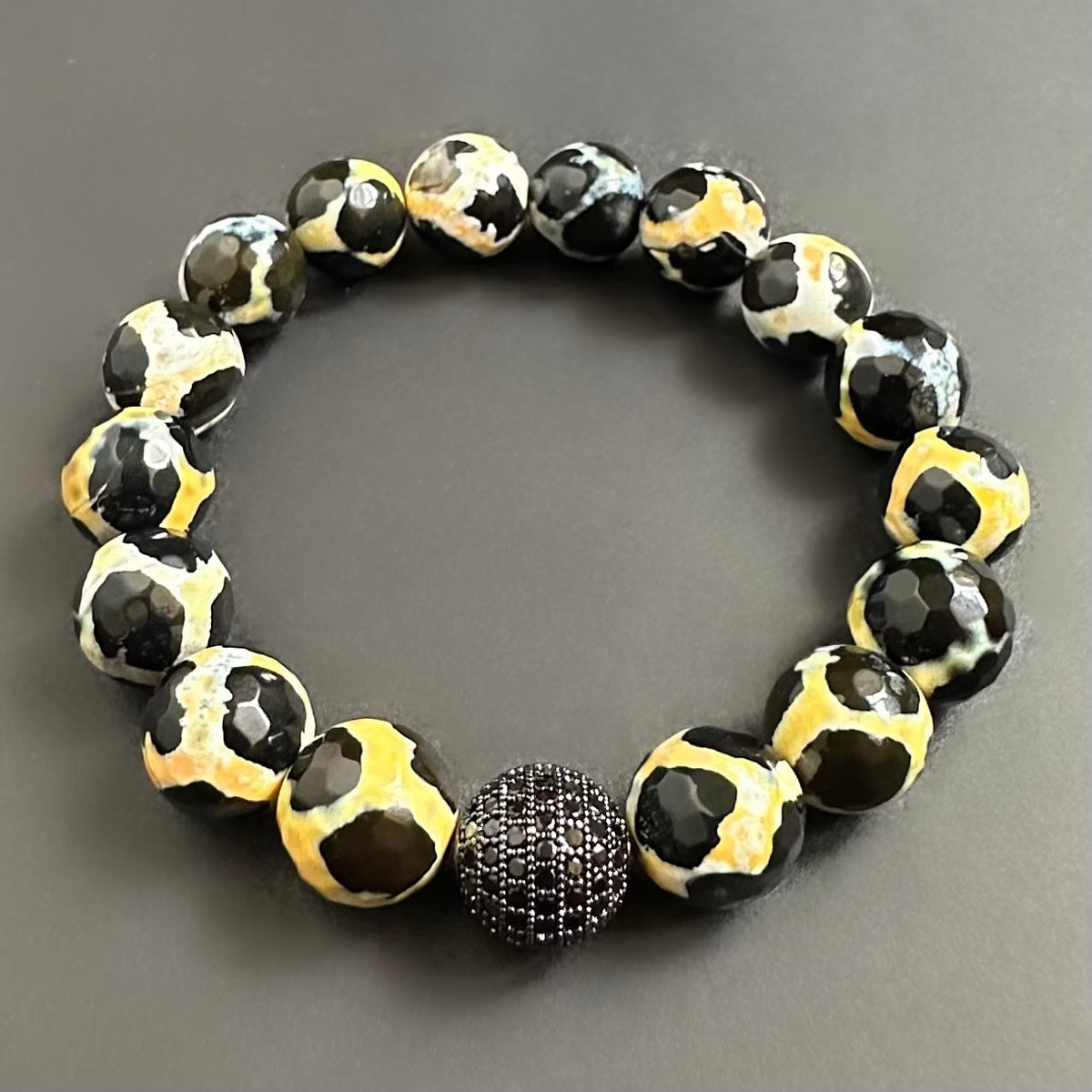 Black And Yellow Tibetan Agate Bracelet