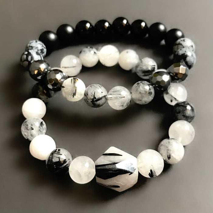 Tourmalinated Quartz Bracelet Set
