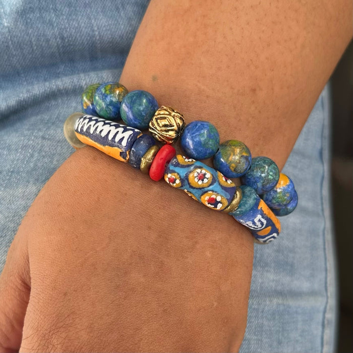 Blue and Green African Turquoise Bracelet