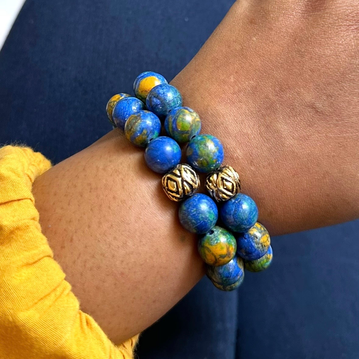 Blue and Green African Turquoise Bracelet