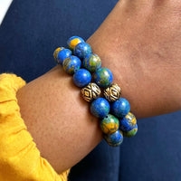 Blue and Green African Turquoise Bracelet