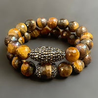 Tiger’s Eye Rhinestone Bracelet Set