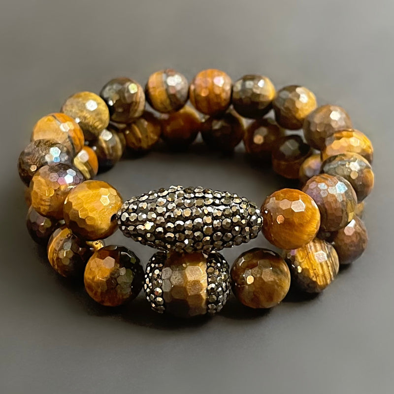 Tiger’s Eye Rhinestone Bracelet Set
