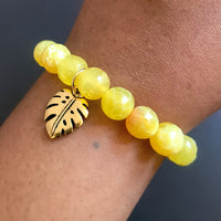 Yellow Monstera Charm Bracelet